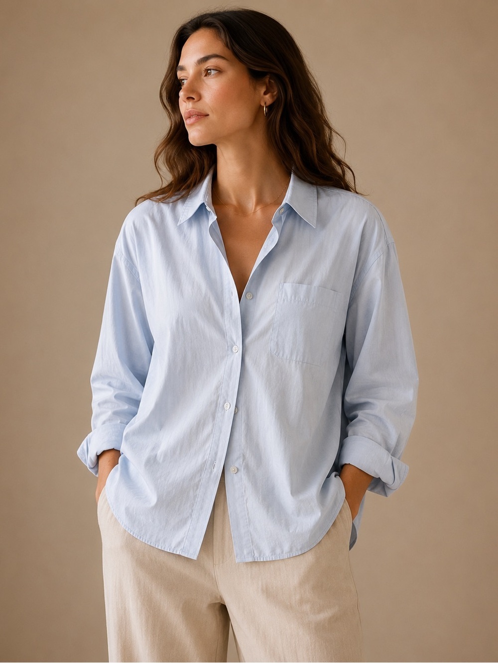 Easel Los Angeles Light Blue Oversized Button Down Shirt Relaxed Coastal XL